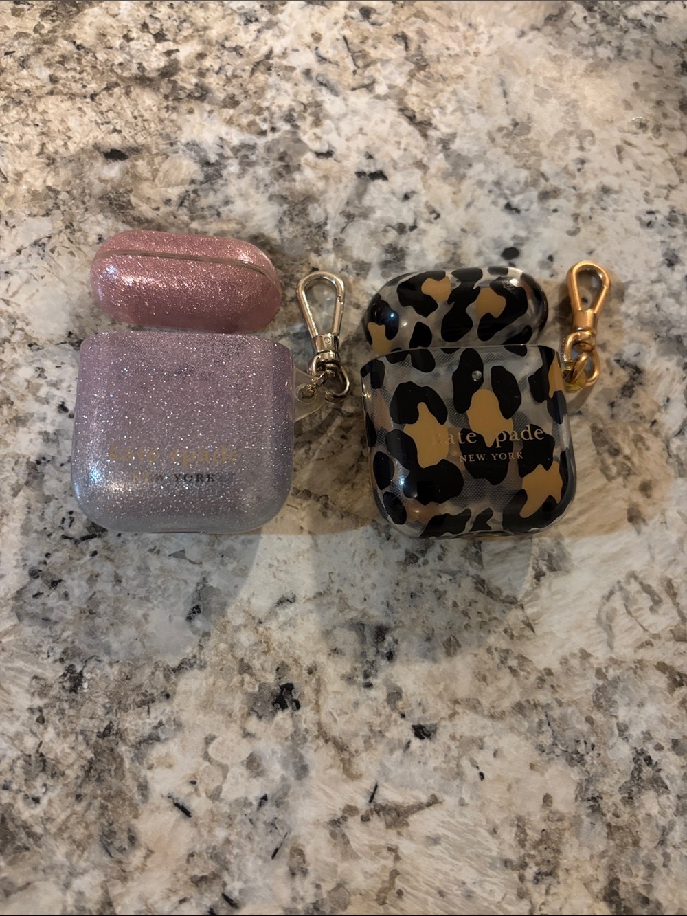 kate spade Leopard Print and Glitter Pink AirPods 1/2 Case Duo